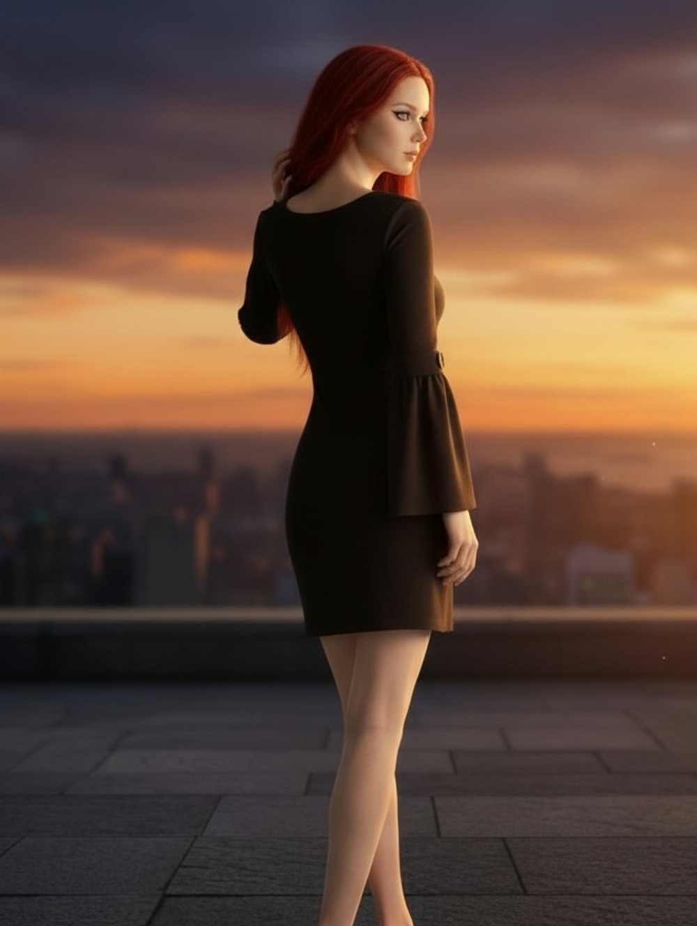 Bailey 44 Bell Sleeve "Revolver" Crepe Sheath Dress | NWOT | Black | Size Medium - Picture 3 of 13